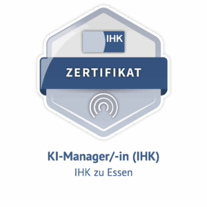 Offizielles Badge der IHK zu Essen für den Abschluss KI-Manager (IHK)